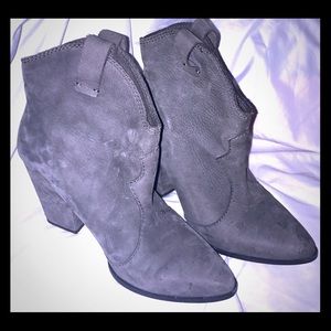 Zara Suede Boots Gray Western Heel Leather